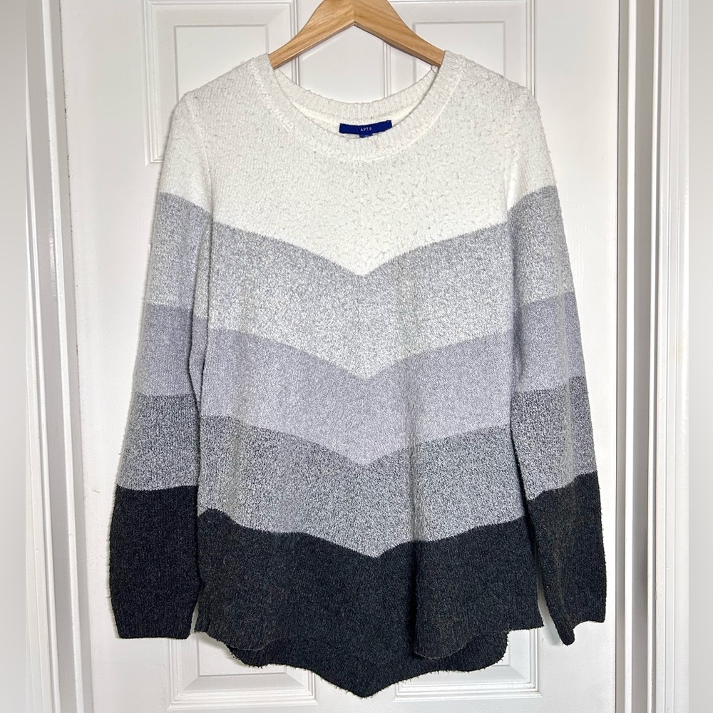Apt. 9 | Women's Chevron Sweater - Black, Gray, and White